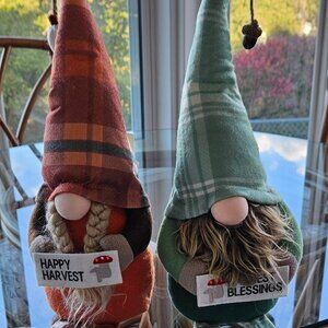 Two Linden Street Autumn Gnomes Shelf Sitters. NWT